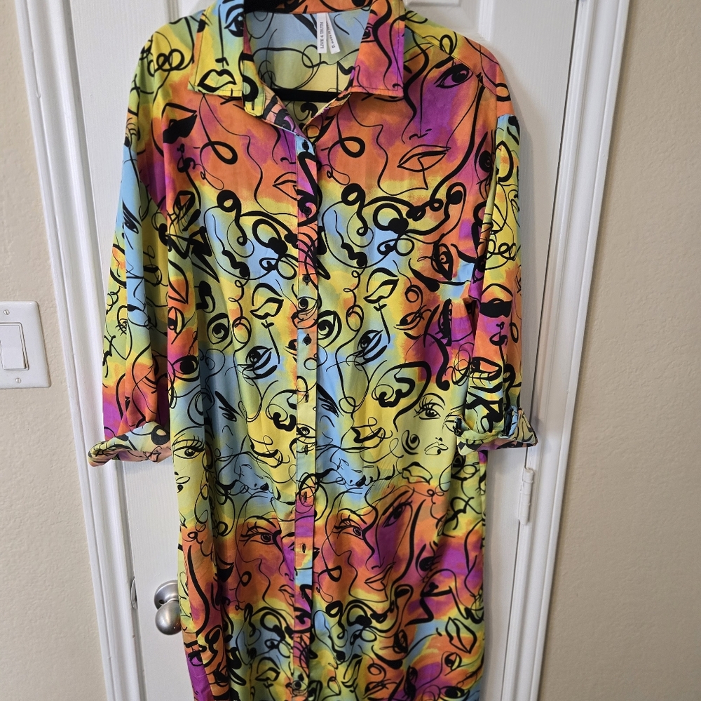 Colorful Abstract Button-Up Shirt